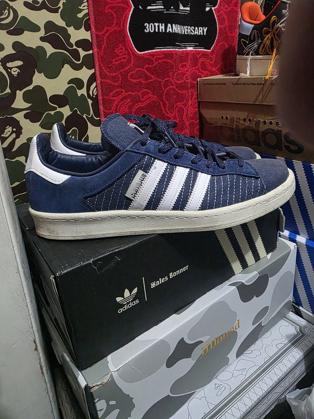 adidas Sashiko Campus Navy and White Low-Top Skate Sneakers Size 11